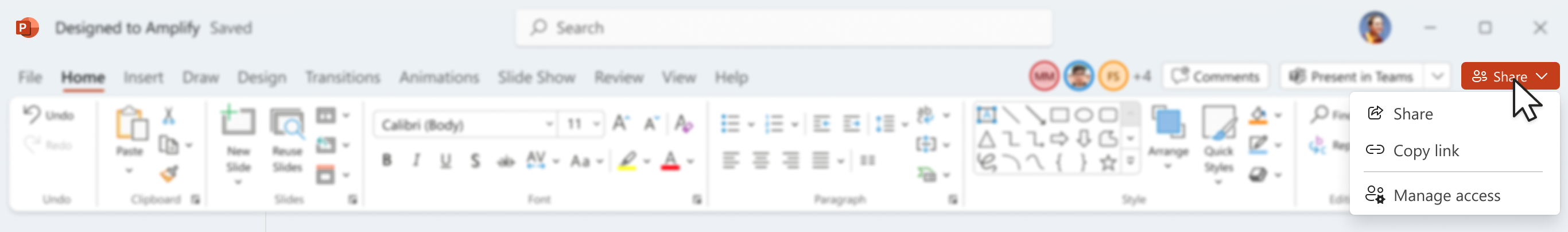 Share file from powerpoint app