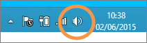 Focus on Windows speakers icon that is shown on the taskbar