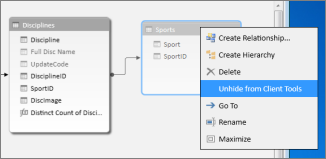 Unhide from client tools