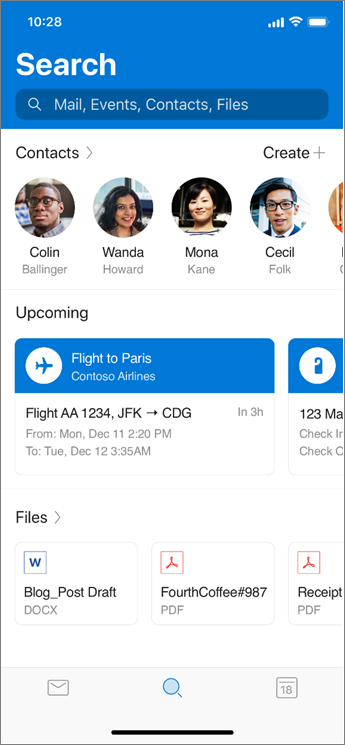 Using Search in Outlook mobile
