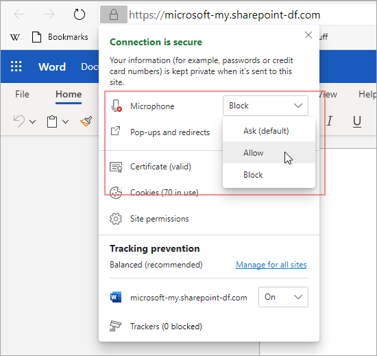 Change setting to Allow.