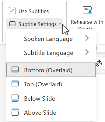 Subtitles menu screenshot.