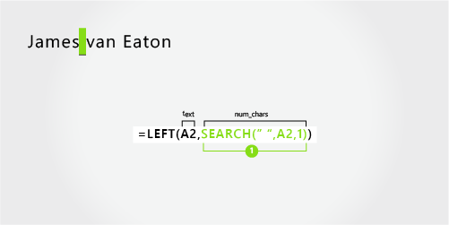Formula for separating a first name and a two-part last name