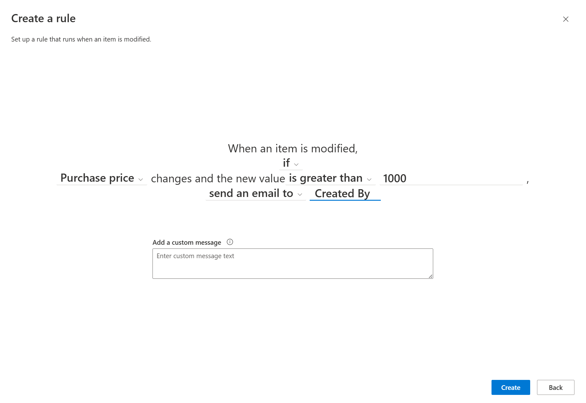 Configure the rule conditions