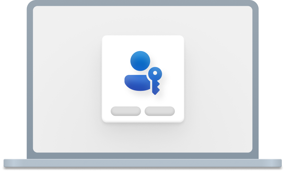 Icon of a laptop with a passkey logo.