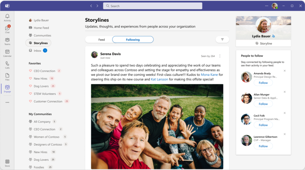 Opening the storyline in Viva Engage