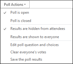 Screen shot of poll actions