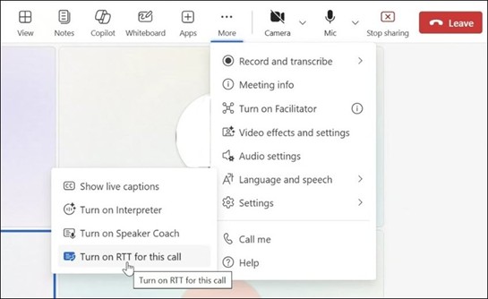 More actions for Teams meeting in windows app.