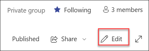 Preview of the SharePoint page edit button