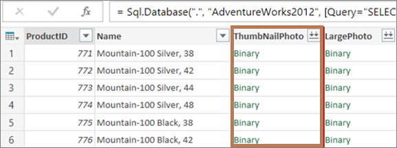 Example data with binary columns