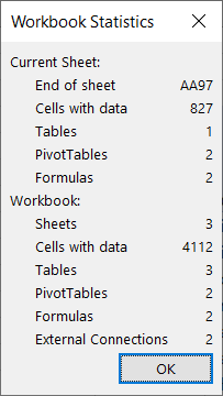 The Workbook Statistics dialog.