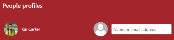 The image shows a Small people card which displays the name or email address and a picture if one is available.