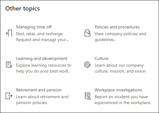 Preview of the Quick links web part.