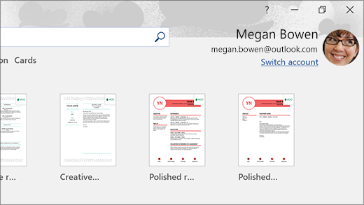 Signed in to Microsoft Word with a Microsoft account