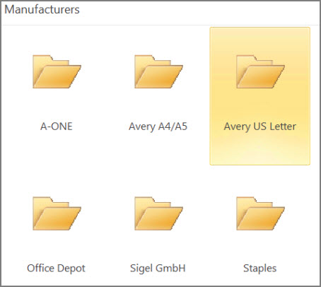 Postcard templates for specific postcard manufacturers, such as Avery.