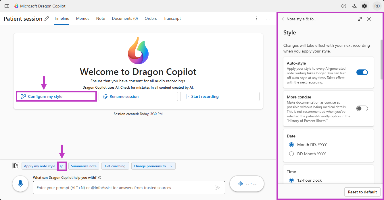 Configure my style and gear icon highlighted with Auto-style toggled on