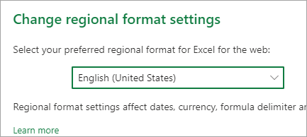 Change Regional format settings
