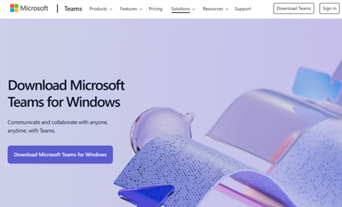 Purple art with text and Download Teams button