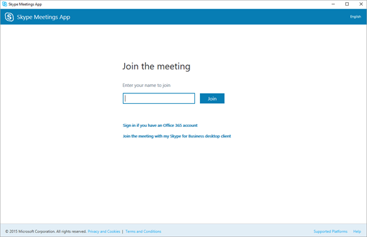 Skype Meetings App screen
