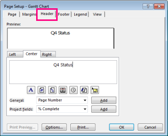 Delete the header or title from print