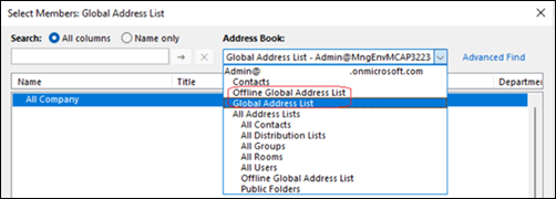 Offline global address list example