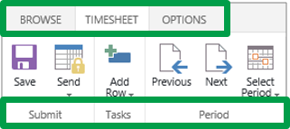 Tabs and groups on the ribbon
