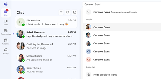 Rectangle search bar with profile image results