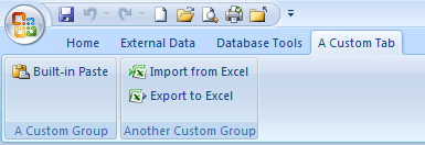 Custom Ribbon tab with two groups