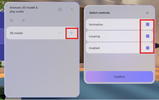Screenshot showing how to modify object controls in an immersive event.