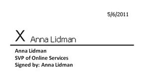 Inserted signature line complete with signature