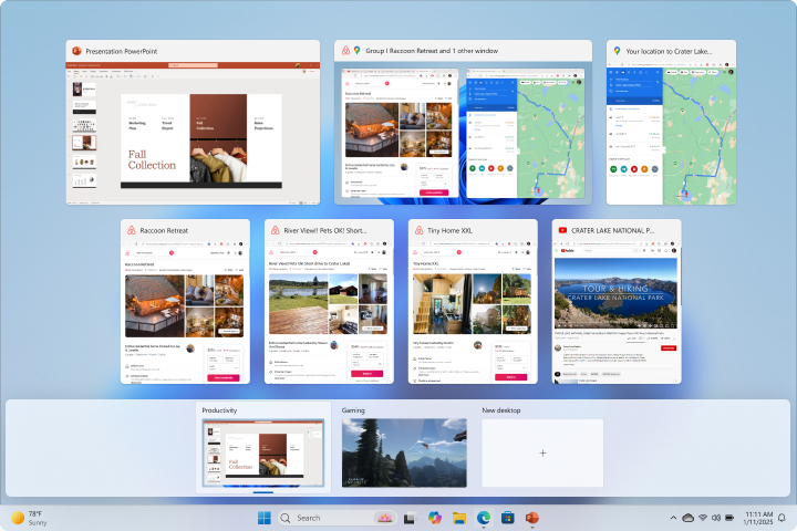 Screenshot of task switching in Windows when using the task switch button on the taskbar.