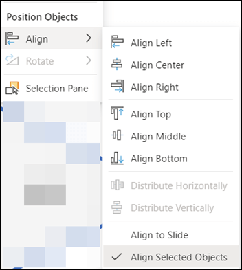 The Align menu in PowerPoint for the web.