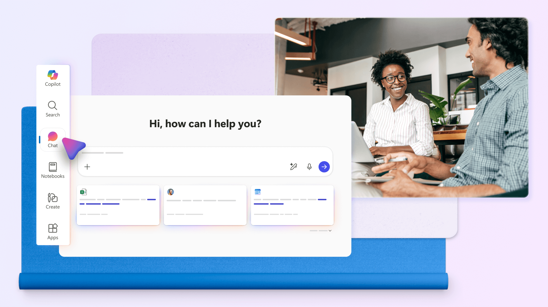 Conceptual image of Chat page on Microsoft 365 Copilot app