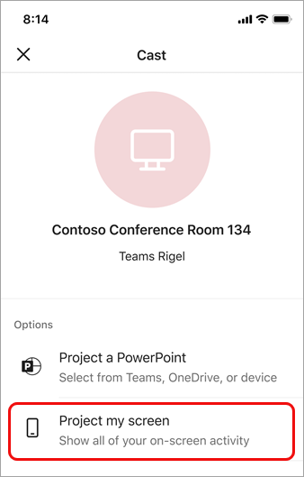 Tap Project my screen