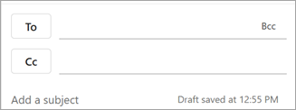 To access the address book and insert a contact name, select the button next to the appropriate field: To, Cc, or Bcc.