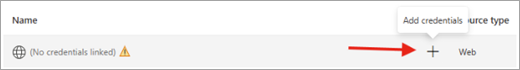 Shows where a file path would be (but no credentials are linked) followed by a plus icon (the "Add credentials" button).