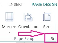 Page Setup dialog launcher