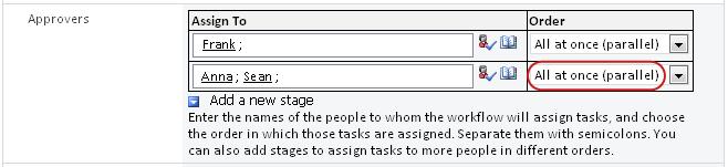 Settings shown in form