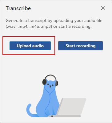 Select Upload audio