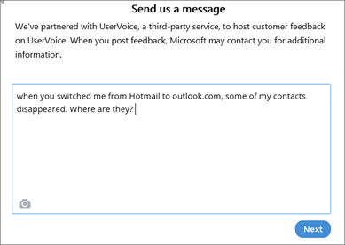An example of what you might write to let us know your contacts are missing.