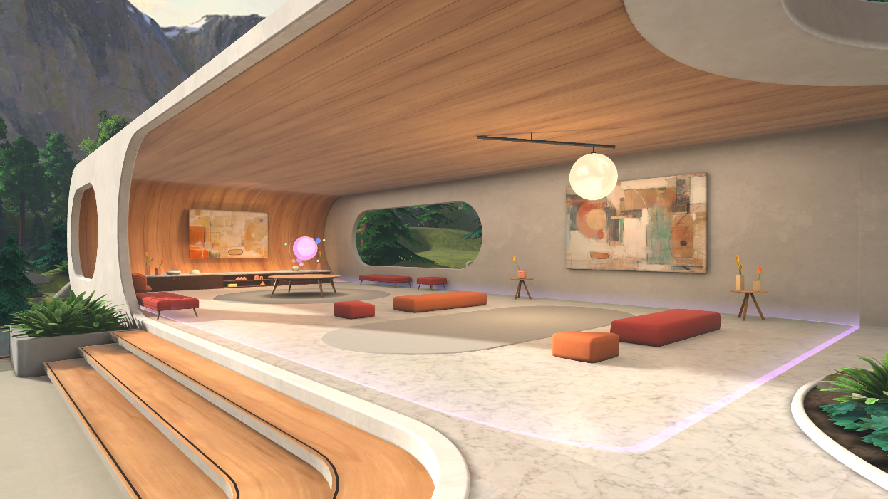 The boundary of meeting zone in immersive spaces are represented by a translucent border.