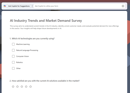 Market demand survey with colorful background
