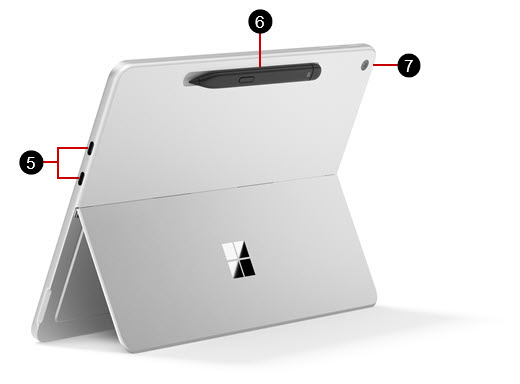 A Surface Pro 12-inch with the hardware features labeled.