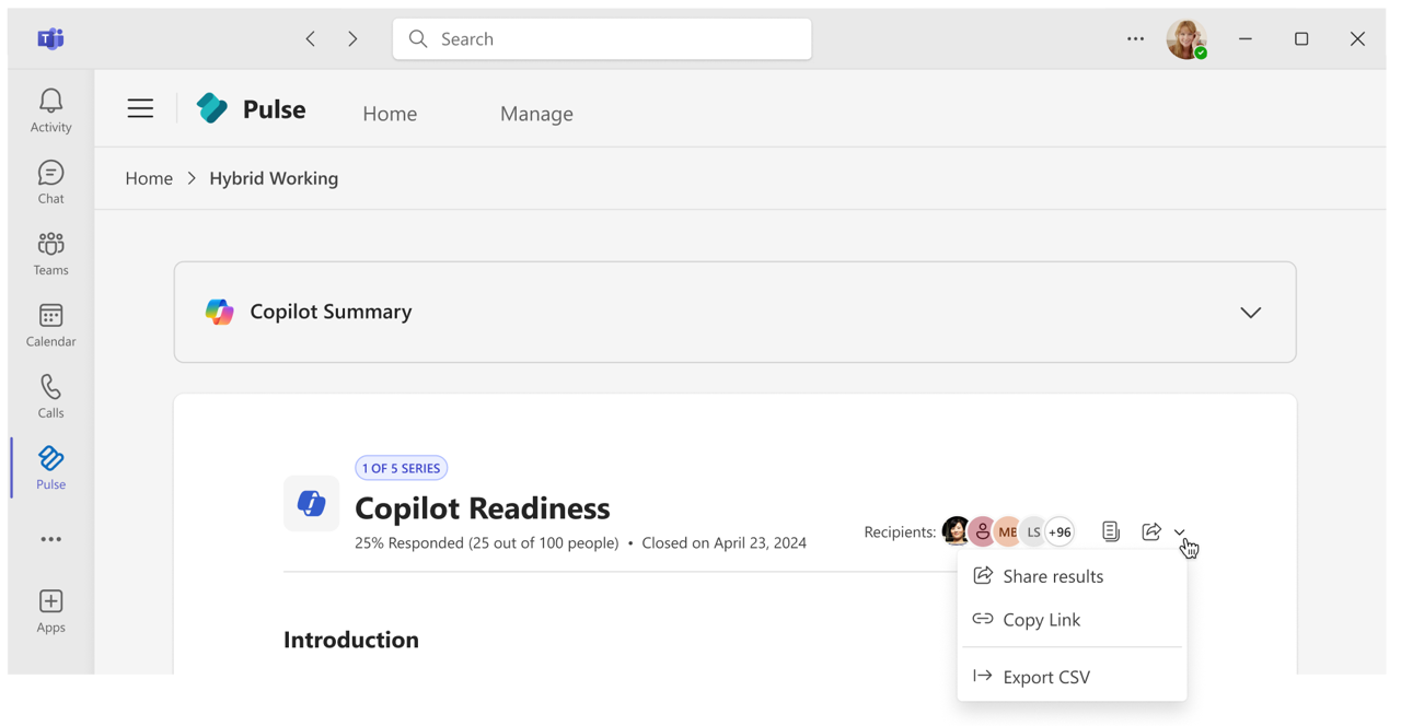Screenshot showing Pulse author's way of exporting their Pulse report