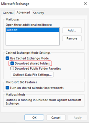 Outlook download shared folders example