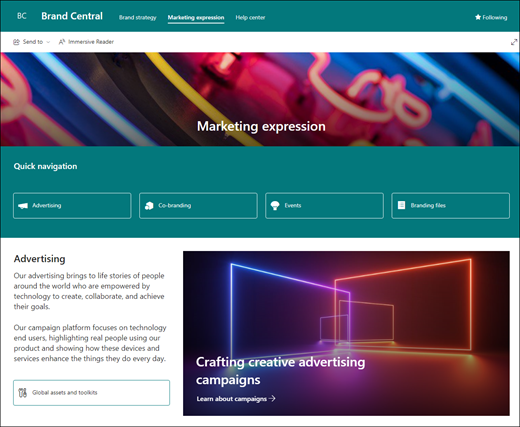Preview of the included Marketing expression page. 