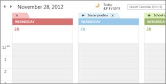 Multiple calendars with different background colors