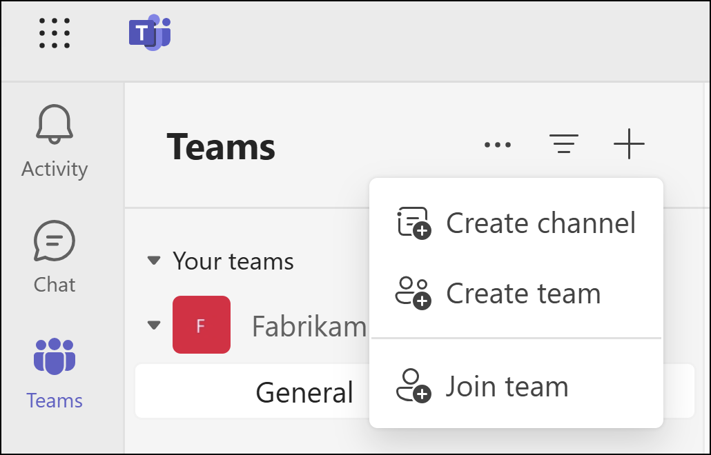 Create team in Teams.