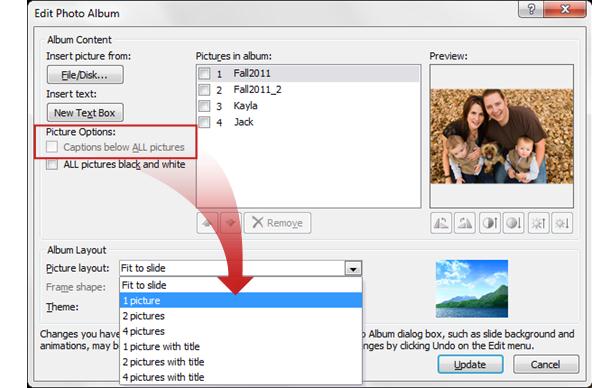 Add a caption to a picture