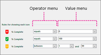 Operator menu, Value menu